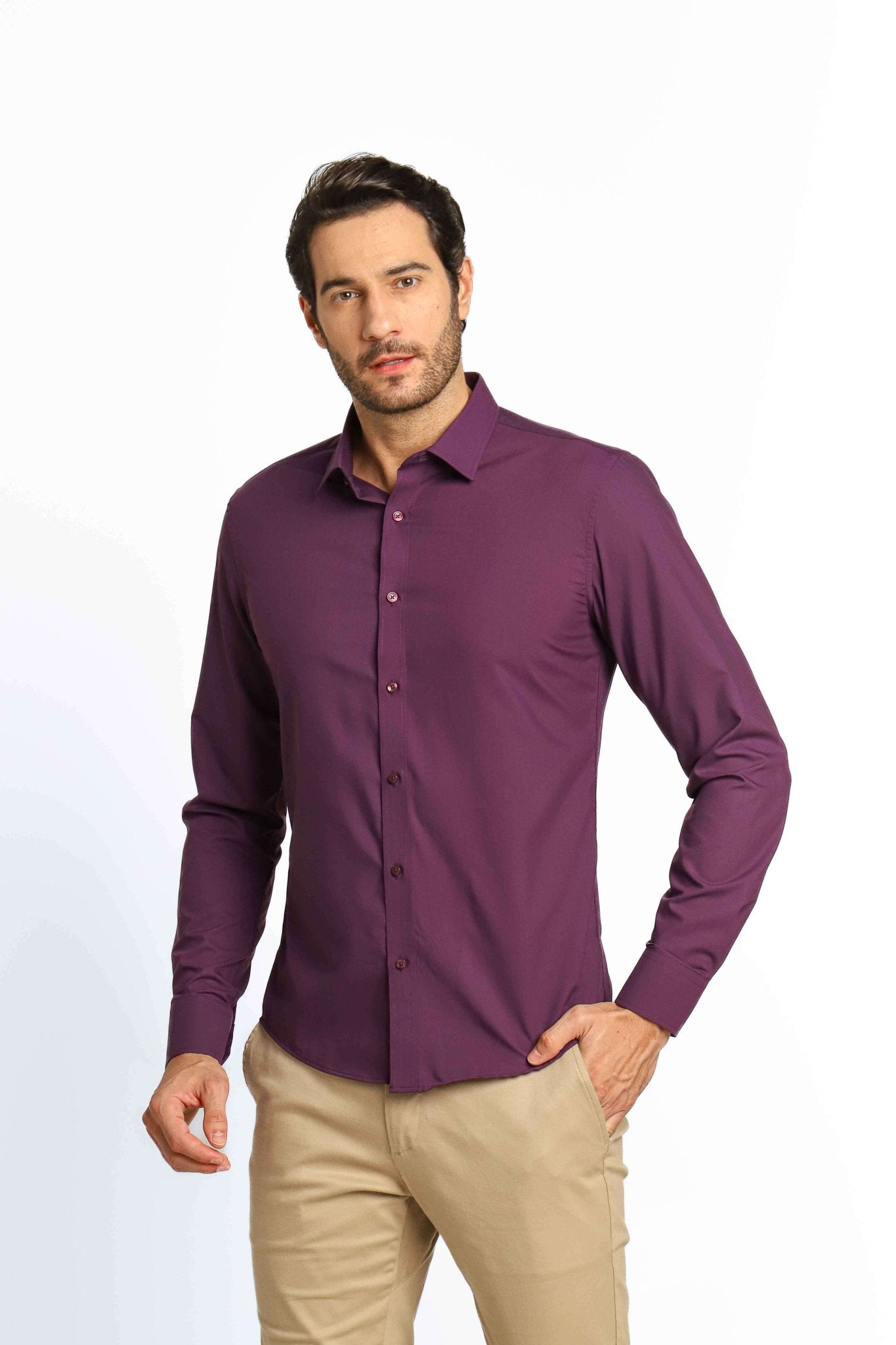 Camisa Dom Henrico Ml Slim Fit Roxo - Henri Store