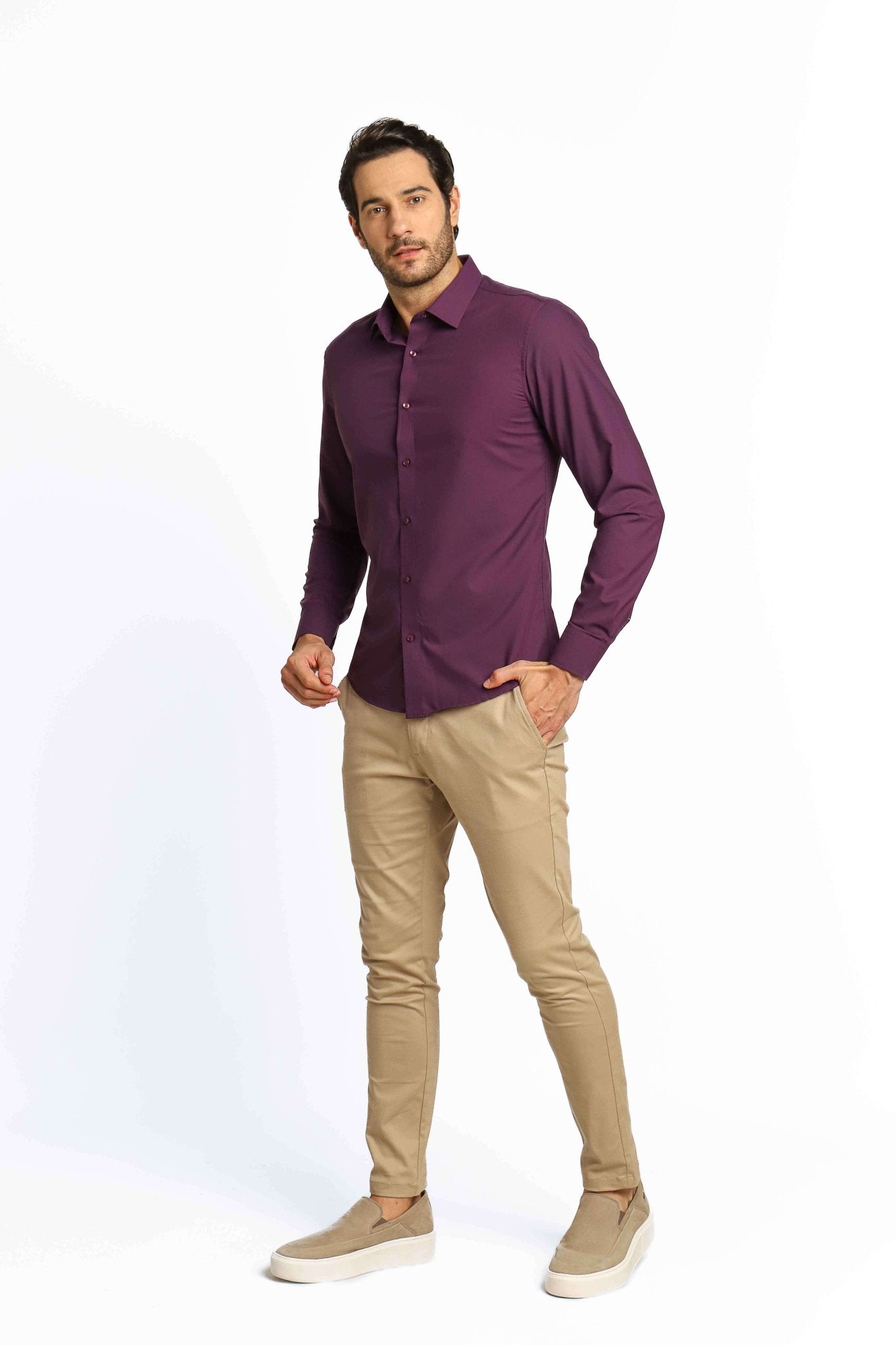 Camisa Dom Henrico Ml Slim Fit Roxo - Henri Store