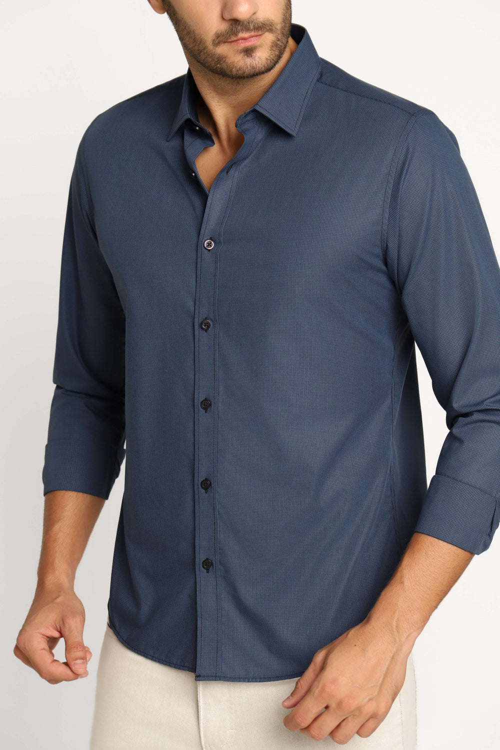 Camisa Dom Henrico Ml Slim Fit Xadrez Marinho - Henri Store