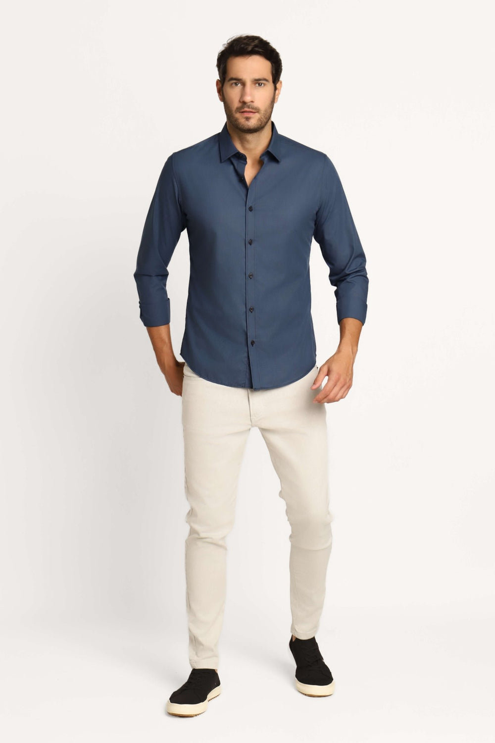 Camisa Dom Henrico Ml Slim Fit Xadrez Marinho - Henri Store
