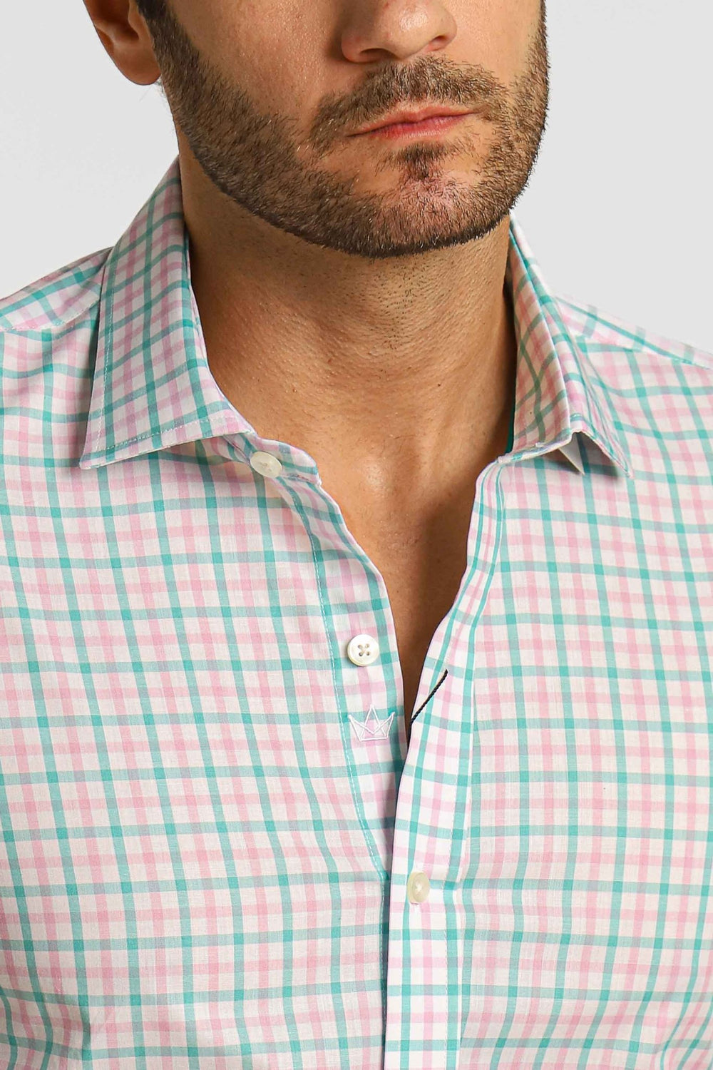 Camisa Dom Henrico Ml Xadrez Rosa C/ Verde - Henri Store