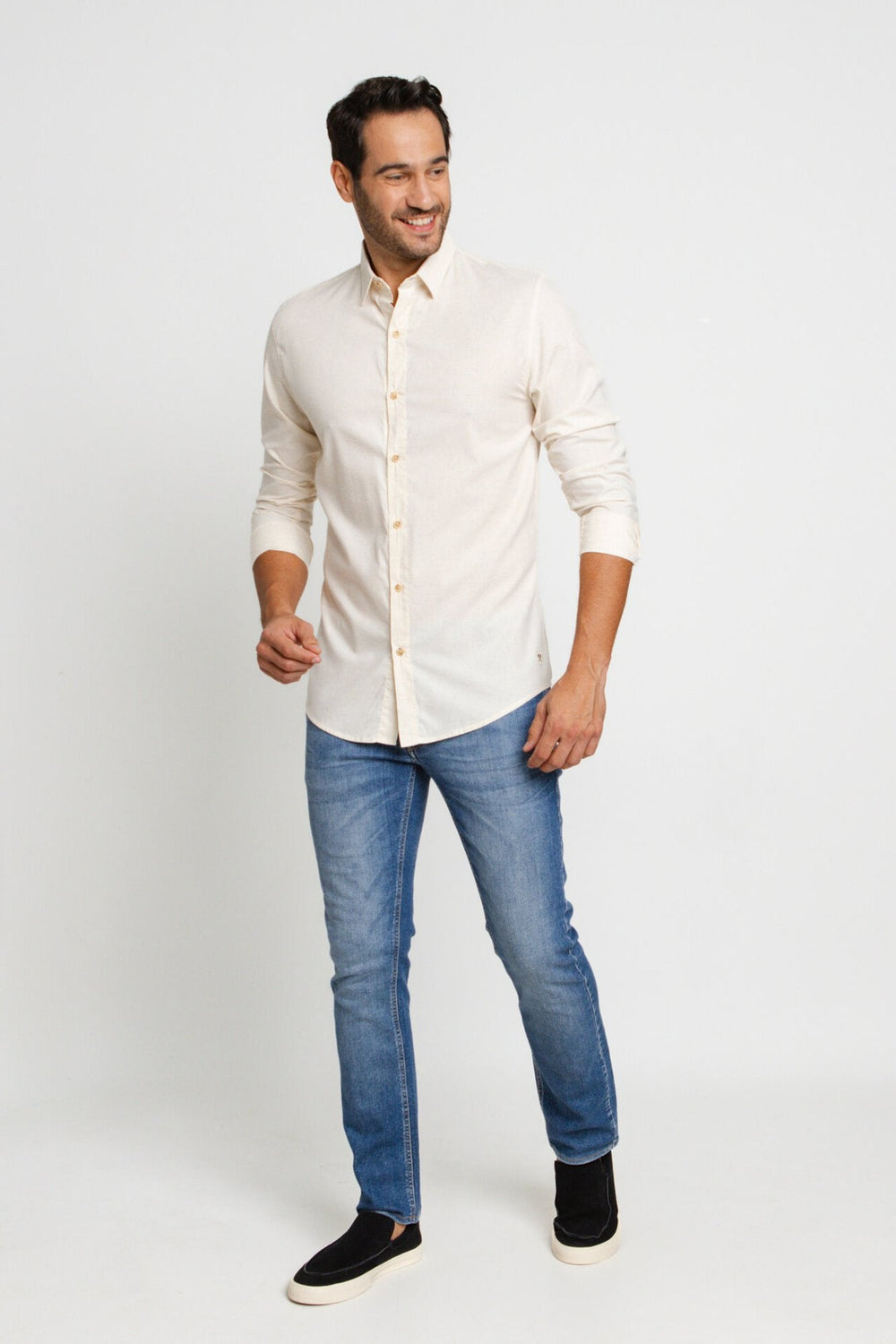 Camisa Eleven Ml Linho Deluxe Areia - Live - Henri Store