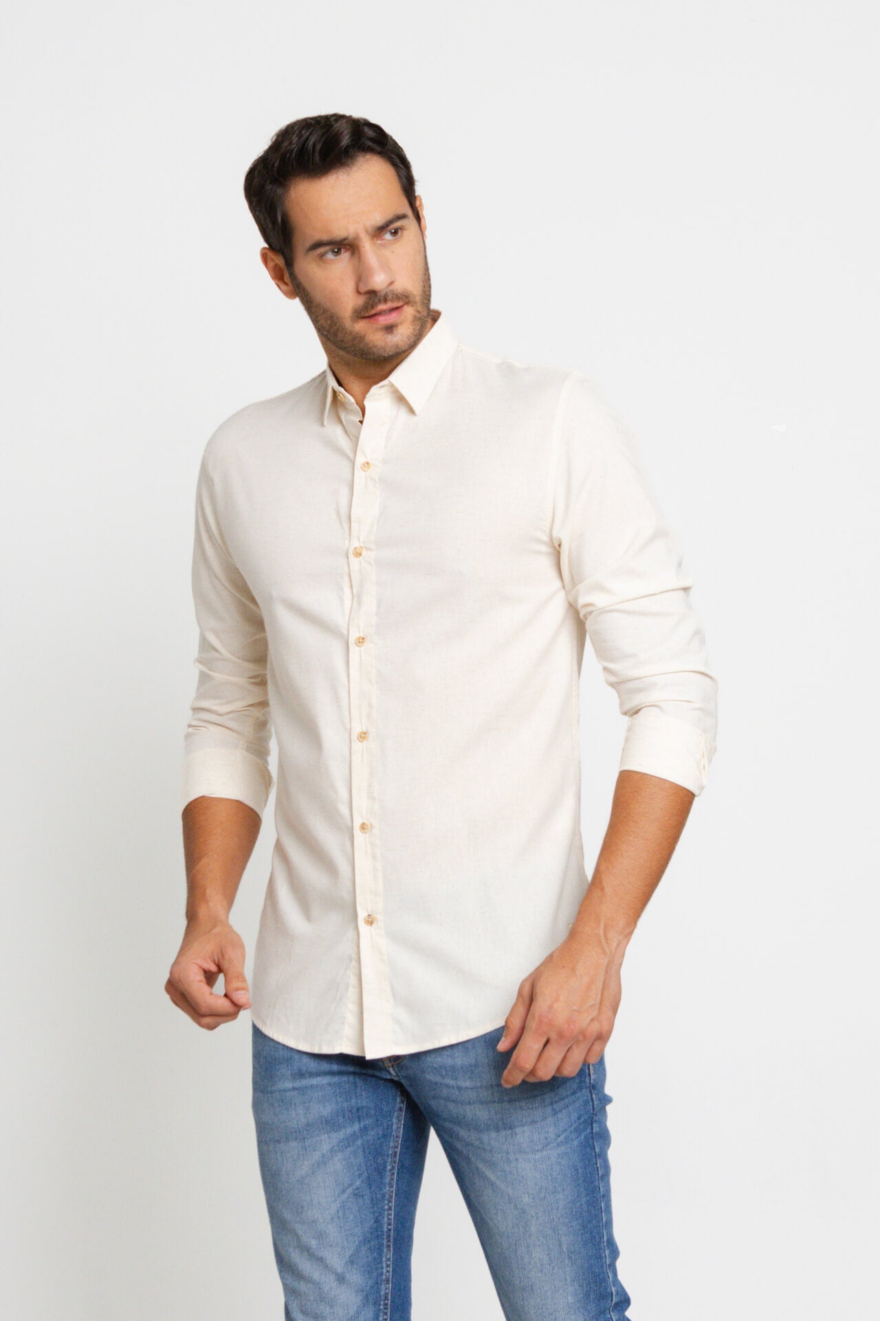 Camisa Eleven Ml Linho Deluxe Areia - Live - Henri Store