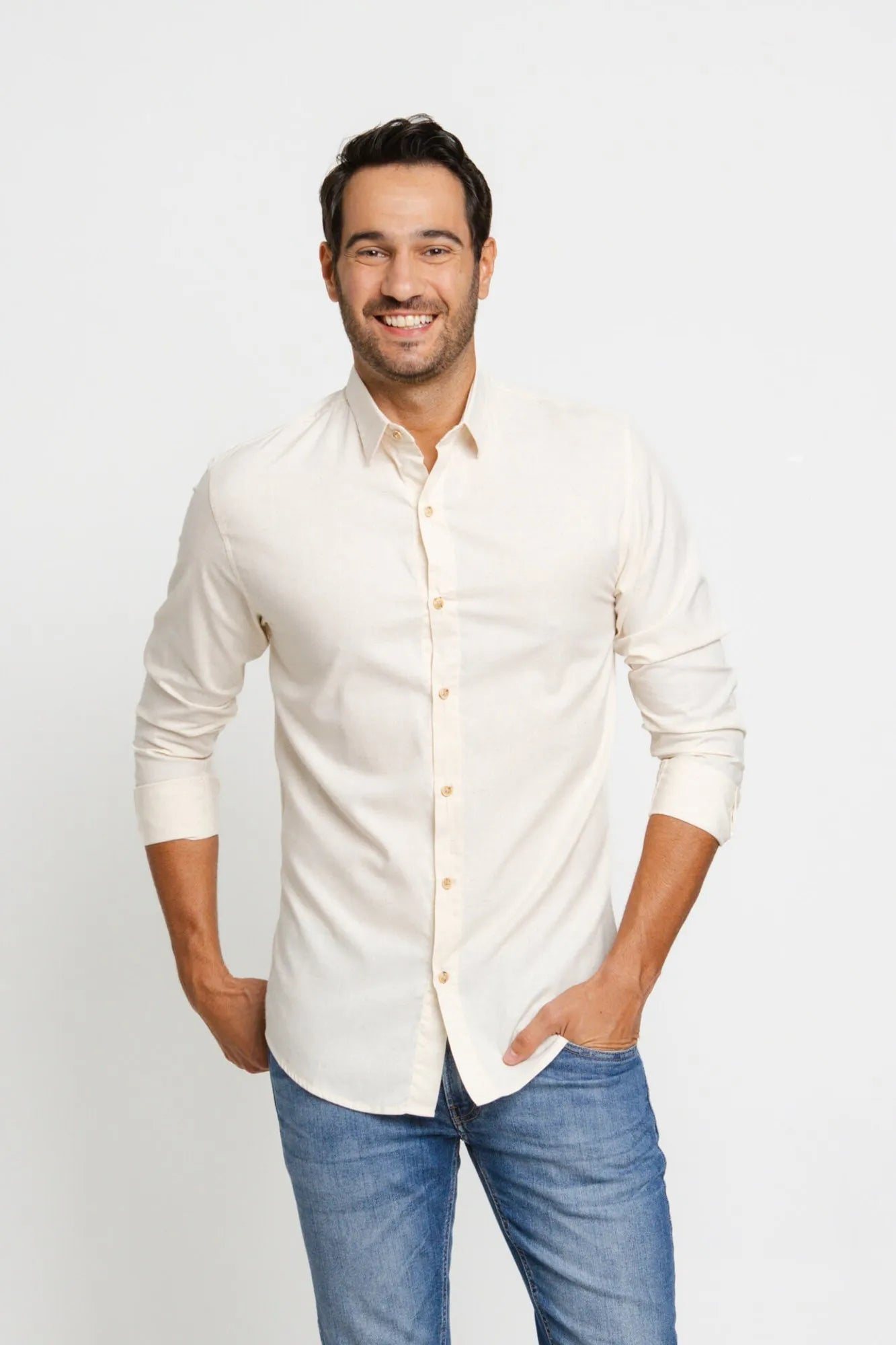 Camisa Eleven Ml Linho Deluxe Areia - Live - Henri Store