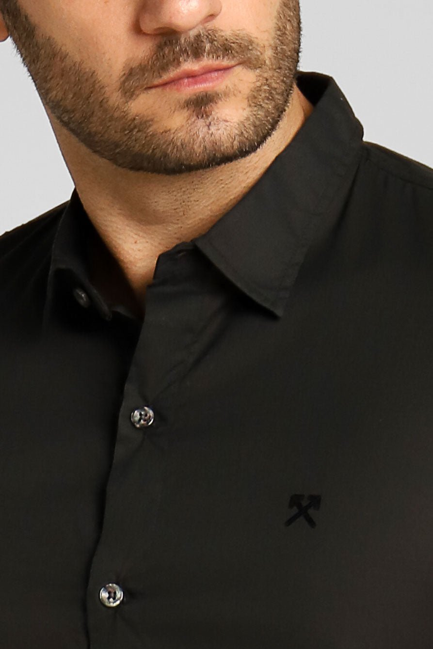 Camisa Eleven Ml Voil Preta - Henri Store