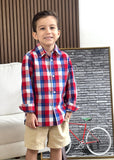 Camisa Infantil Tommy Hilfiger Xadrez Vermelho/Azul/Branco - Henri Store