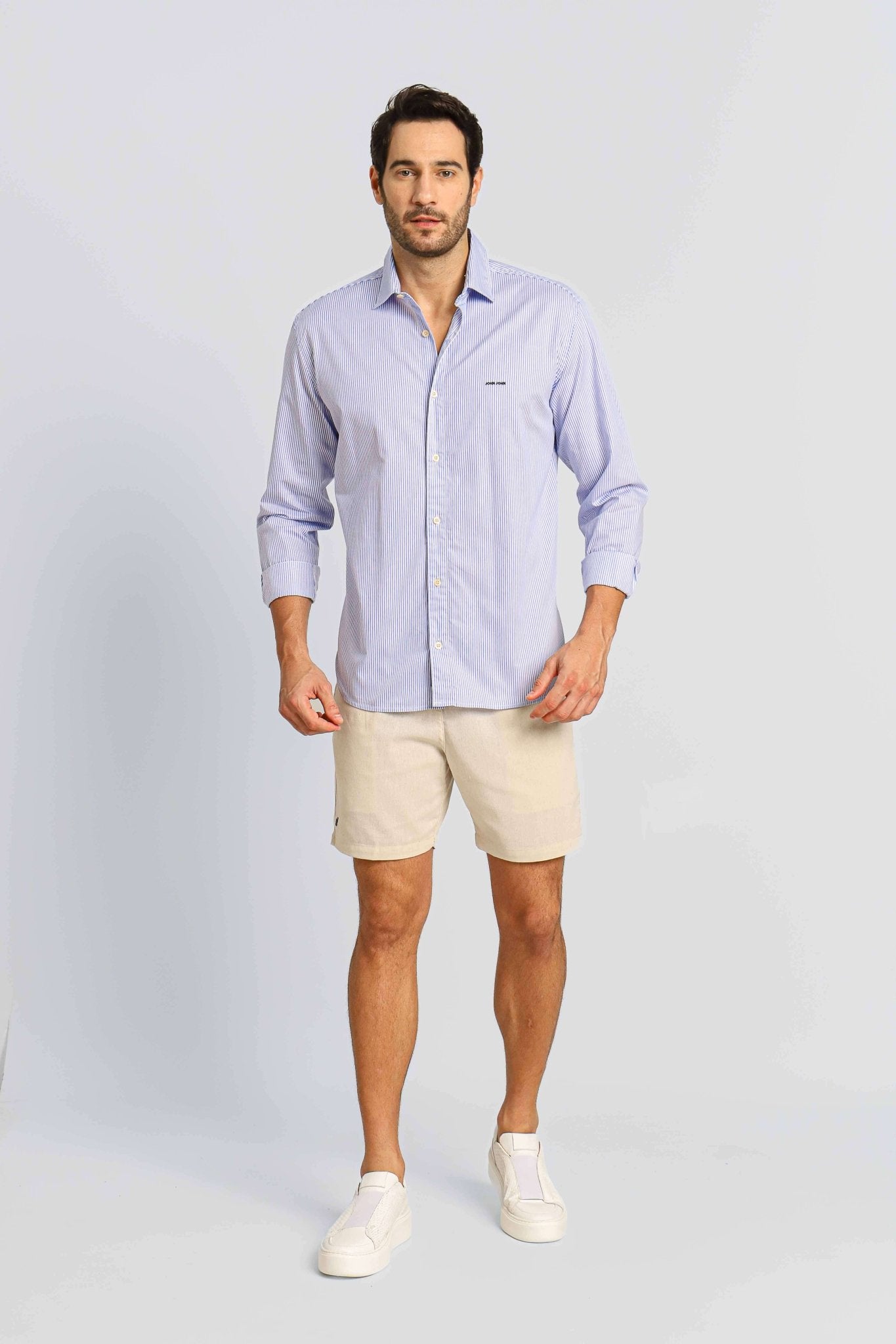 Camisa John John Kell ml Listrada Azul - Henri Store
