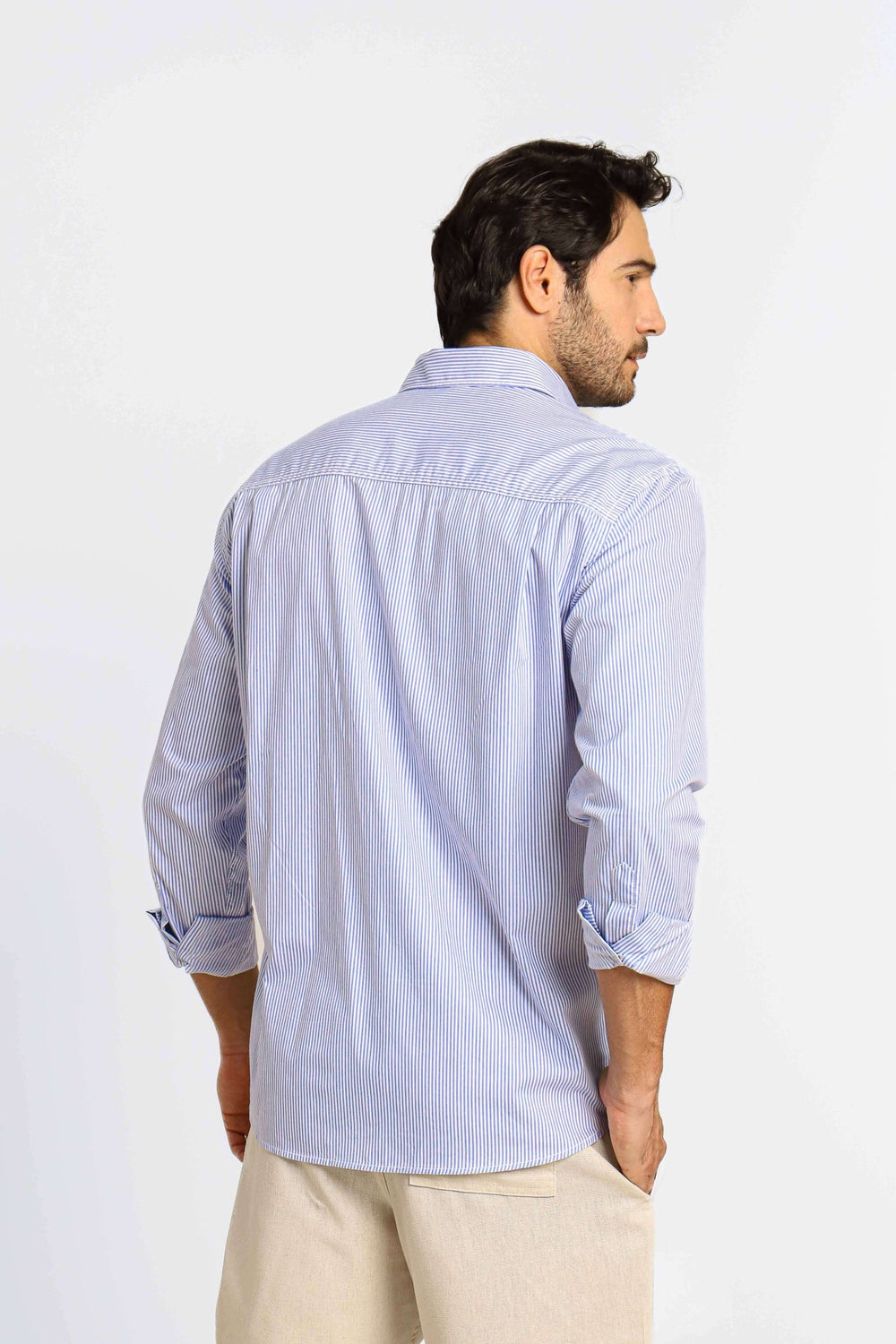 Camisa John John Kell ml Listrada Azul - Henri Store