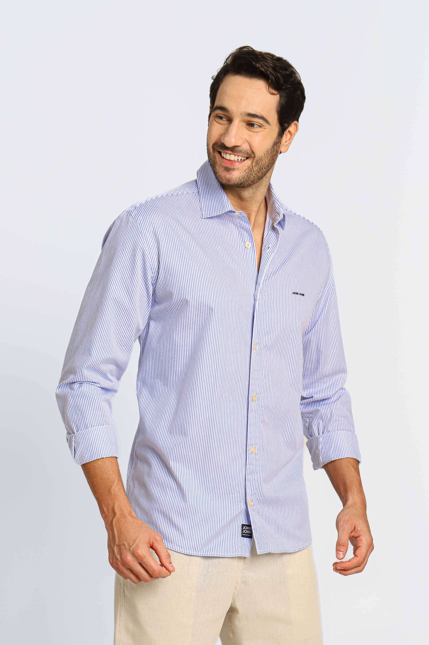 Camisa John John Kell ml Listrada Azul - Henri Store