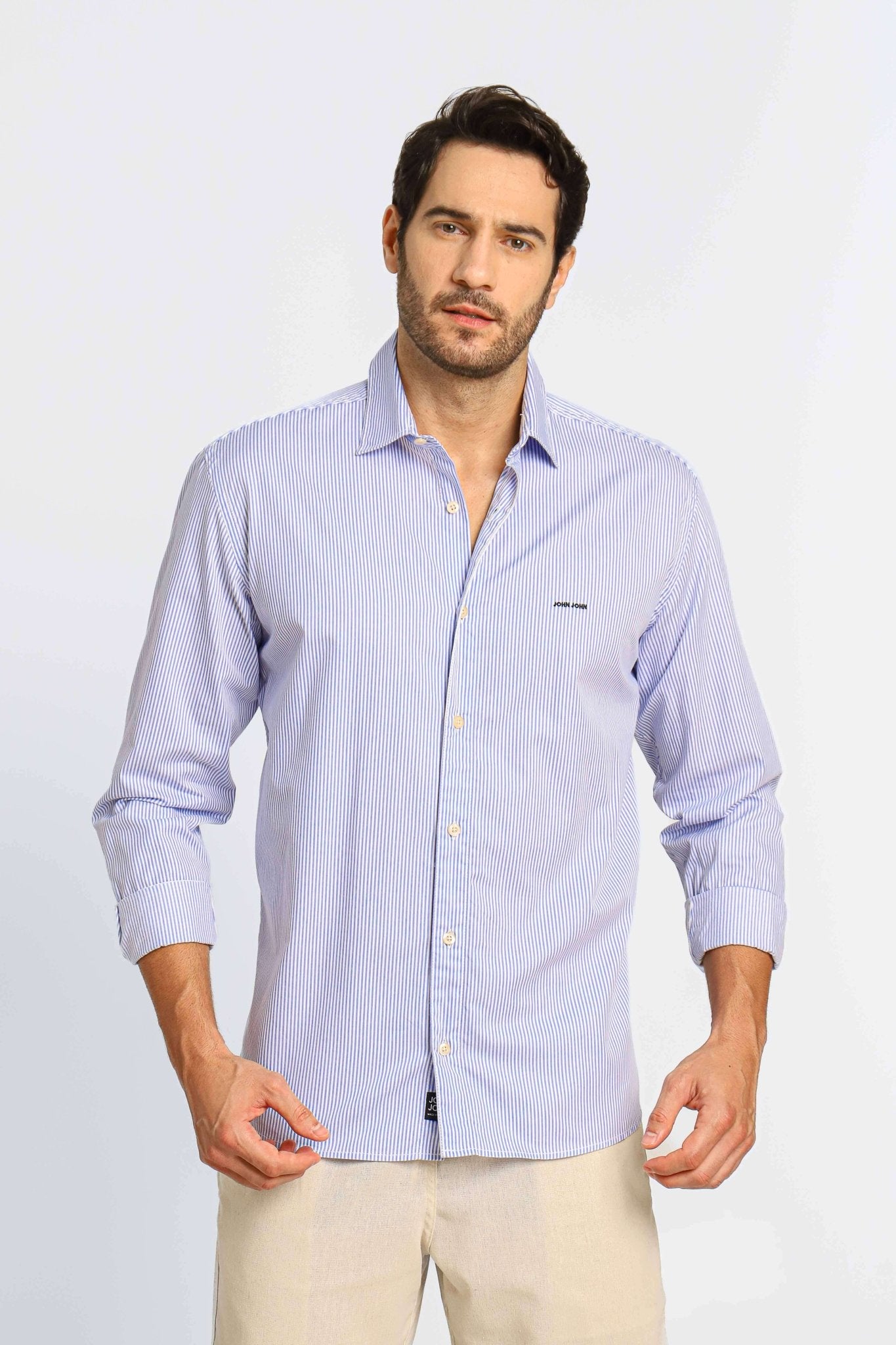 Camisa John John Kell ml Listrada Azul - Henri Store