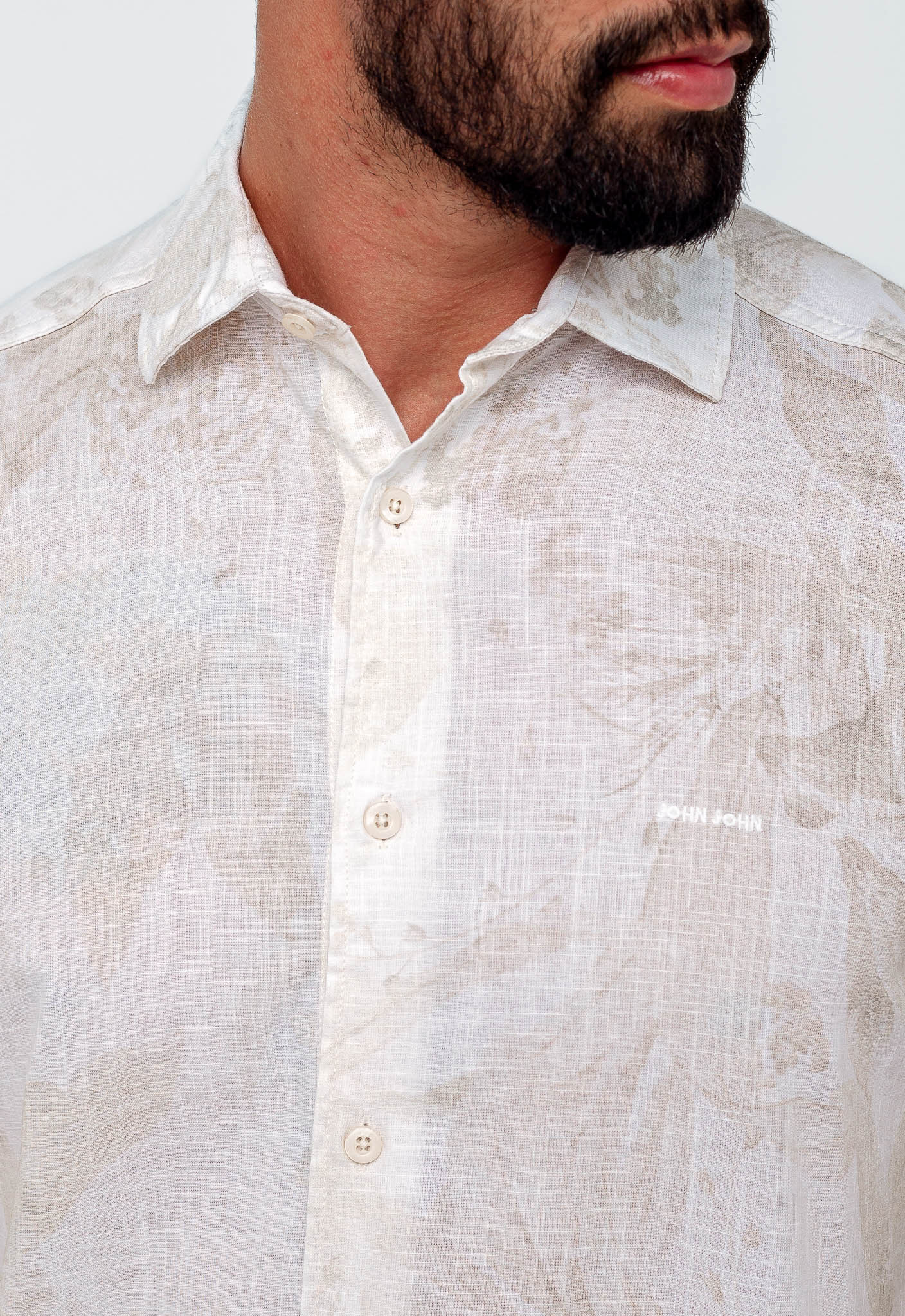 Camisa John John mc Lightbloom Estampado Off White - Henri Store