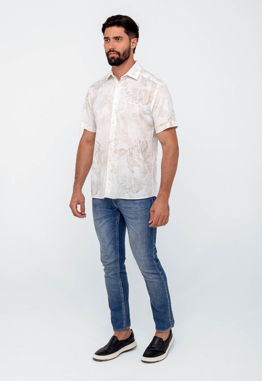 Camisa John John mc Lightbloom Estampado Off White - Henri Store