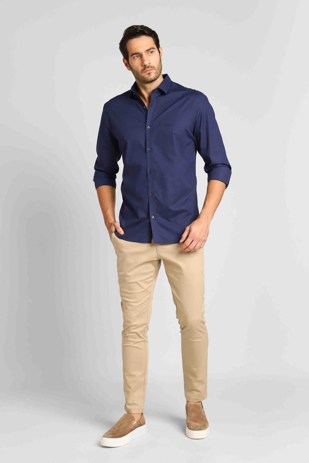 Camisa John John Ml Straight Marinho - Henri Store