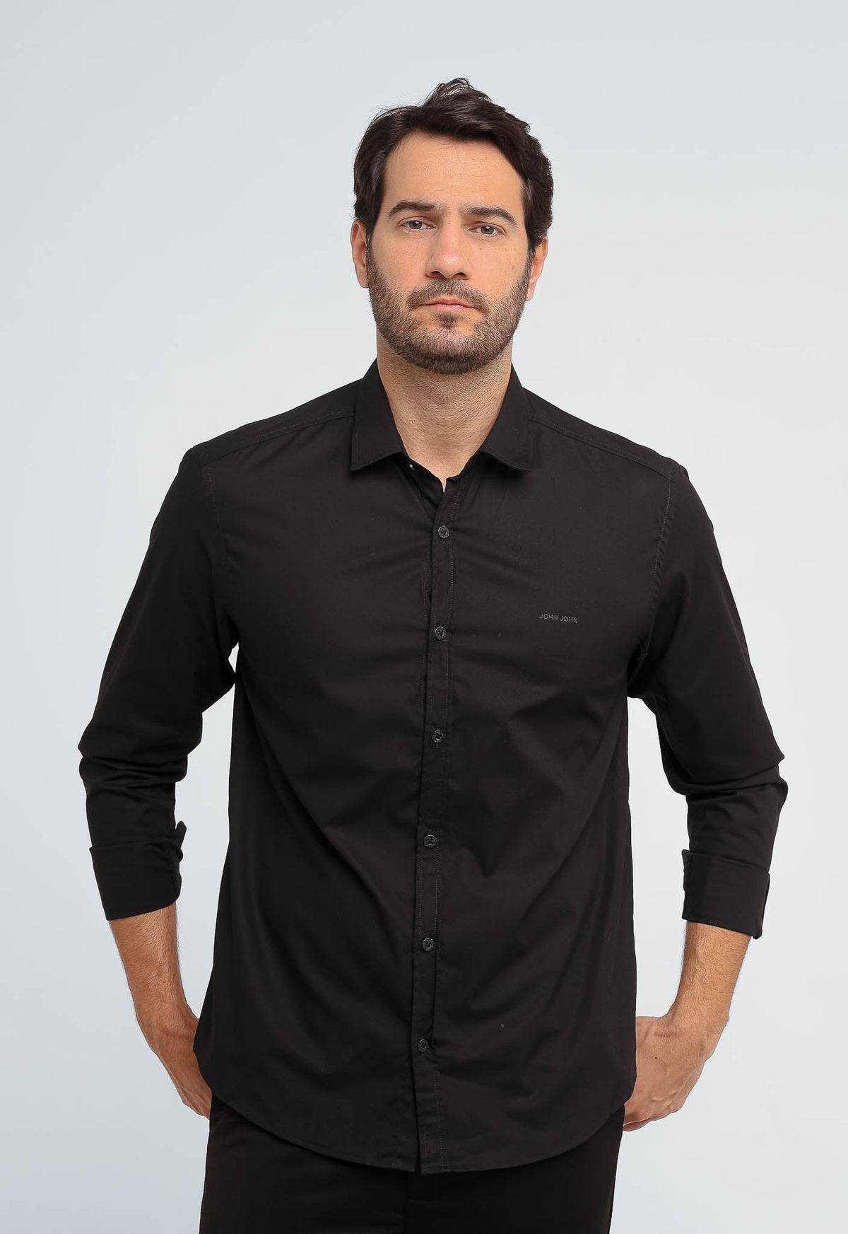 Camisa John John Ml Straight Preta LIVE - Henri Store