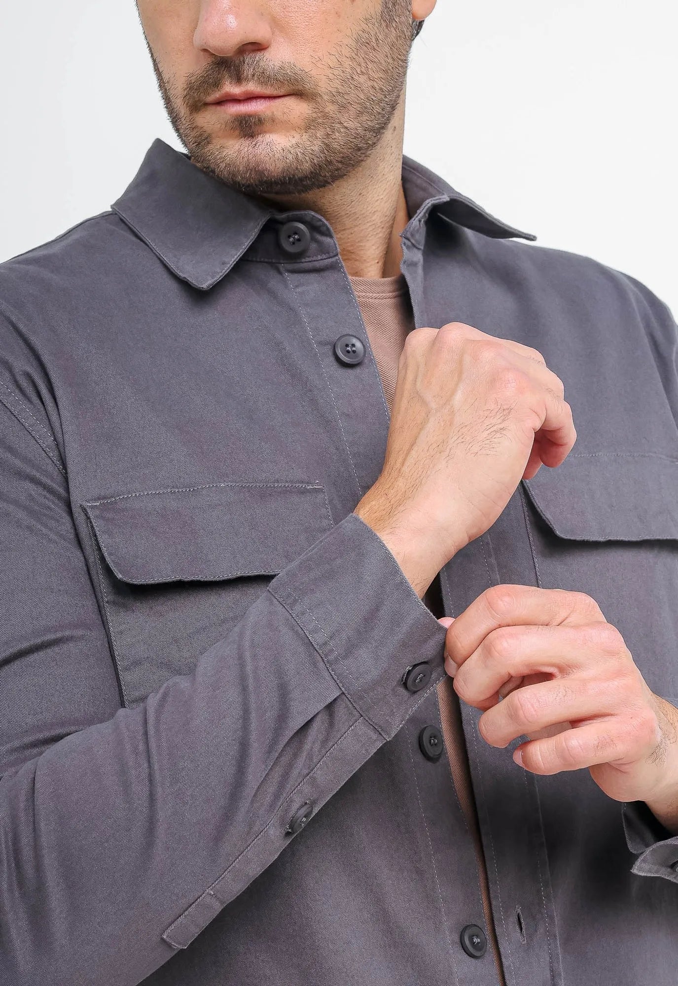Camisa Overshirt Calvin Klein Manga Longa Slim Fit - Henri Store