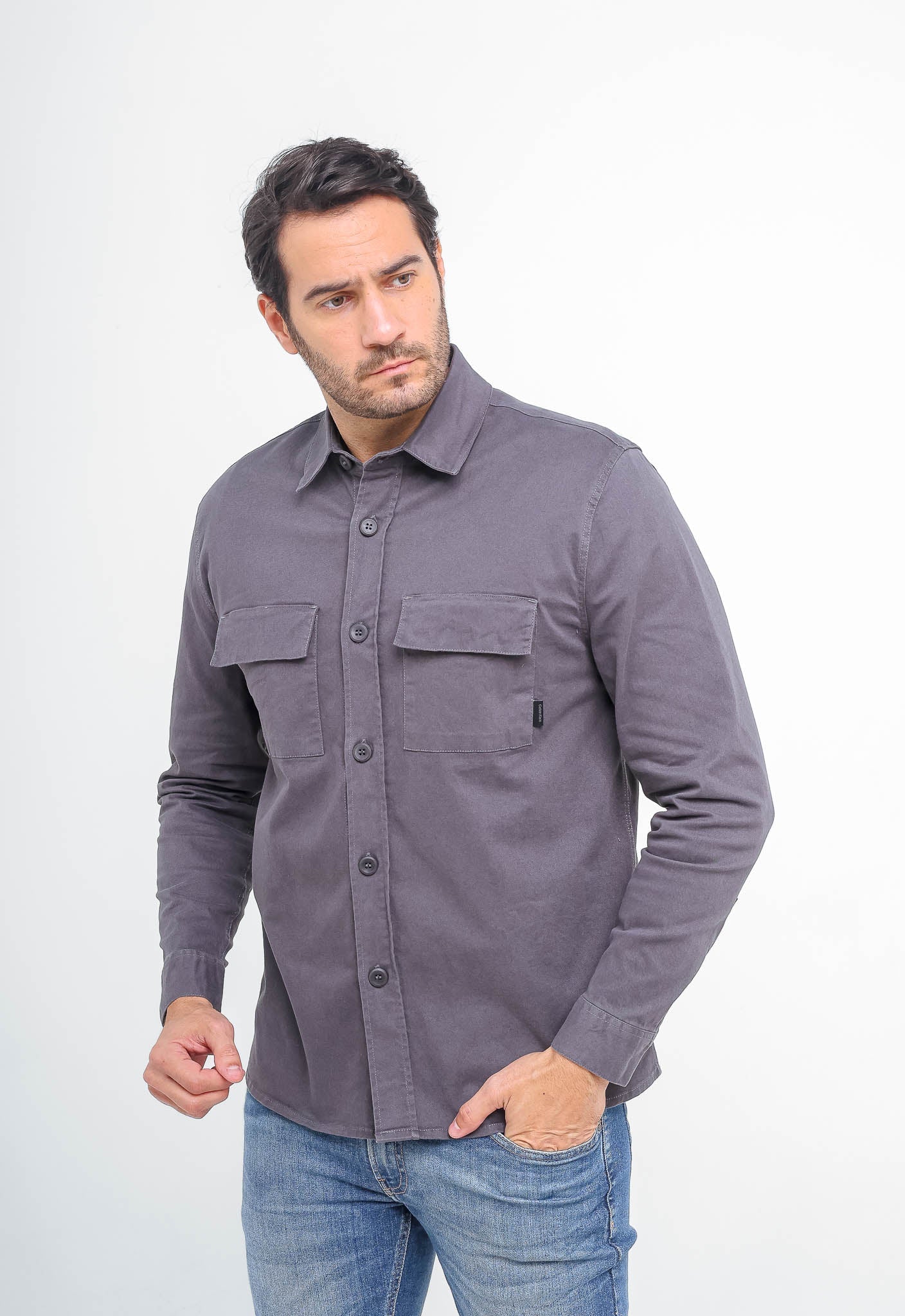 Camisa Overshirt Calvin Klein Manga Longa Slim Fit - Henri Store