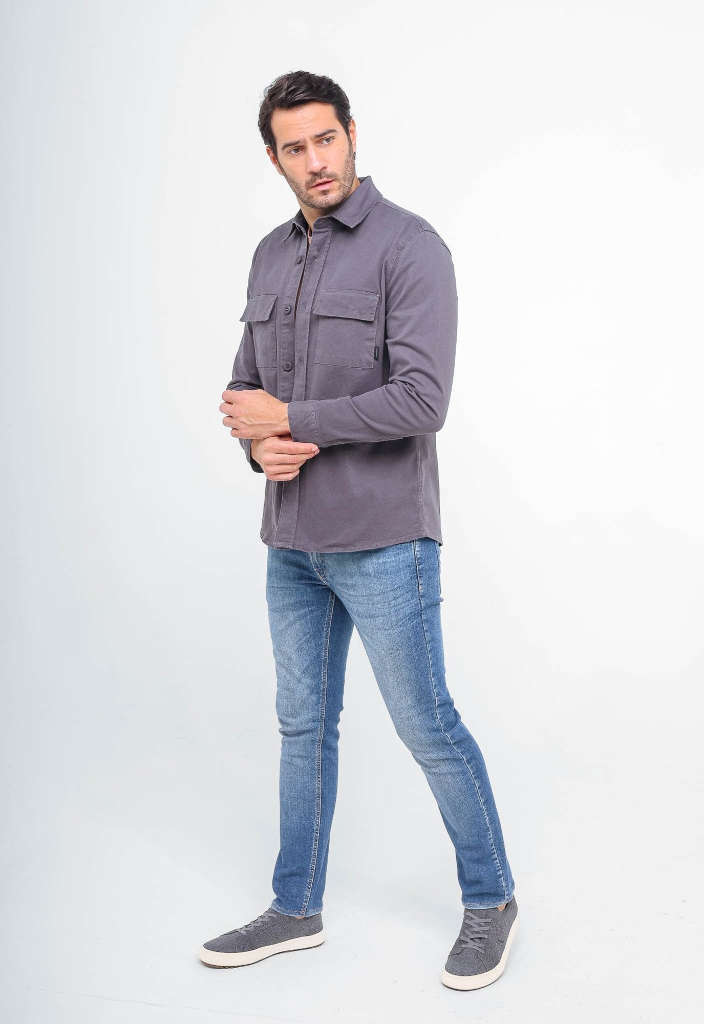 Camisa Overshirt Calvin Klein Manga Longa Slim Fit - Henri Store