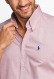 Camisa RL Custom Fit Listra Vermelha / Small Poney Marinho