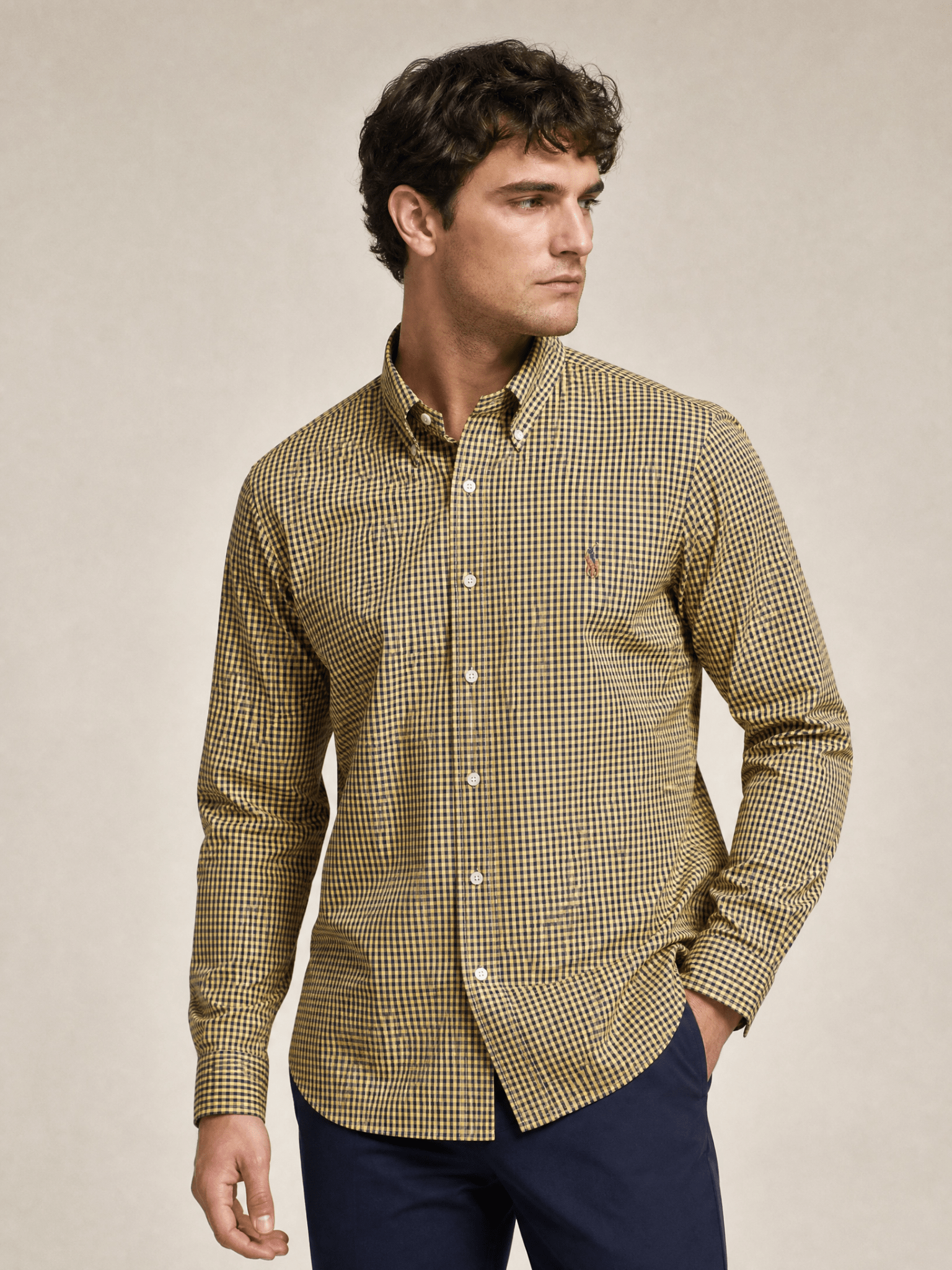 Camisa Ralph Lauren Custom Fit Xadrez Mostarda Ponei Colorido - Henri Store