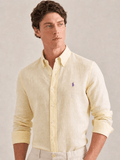 Camisa Ralph Lauren ML Custom Fit Linho Amarela Pony Roxo - Henri Store