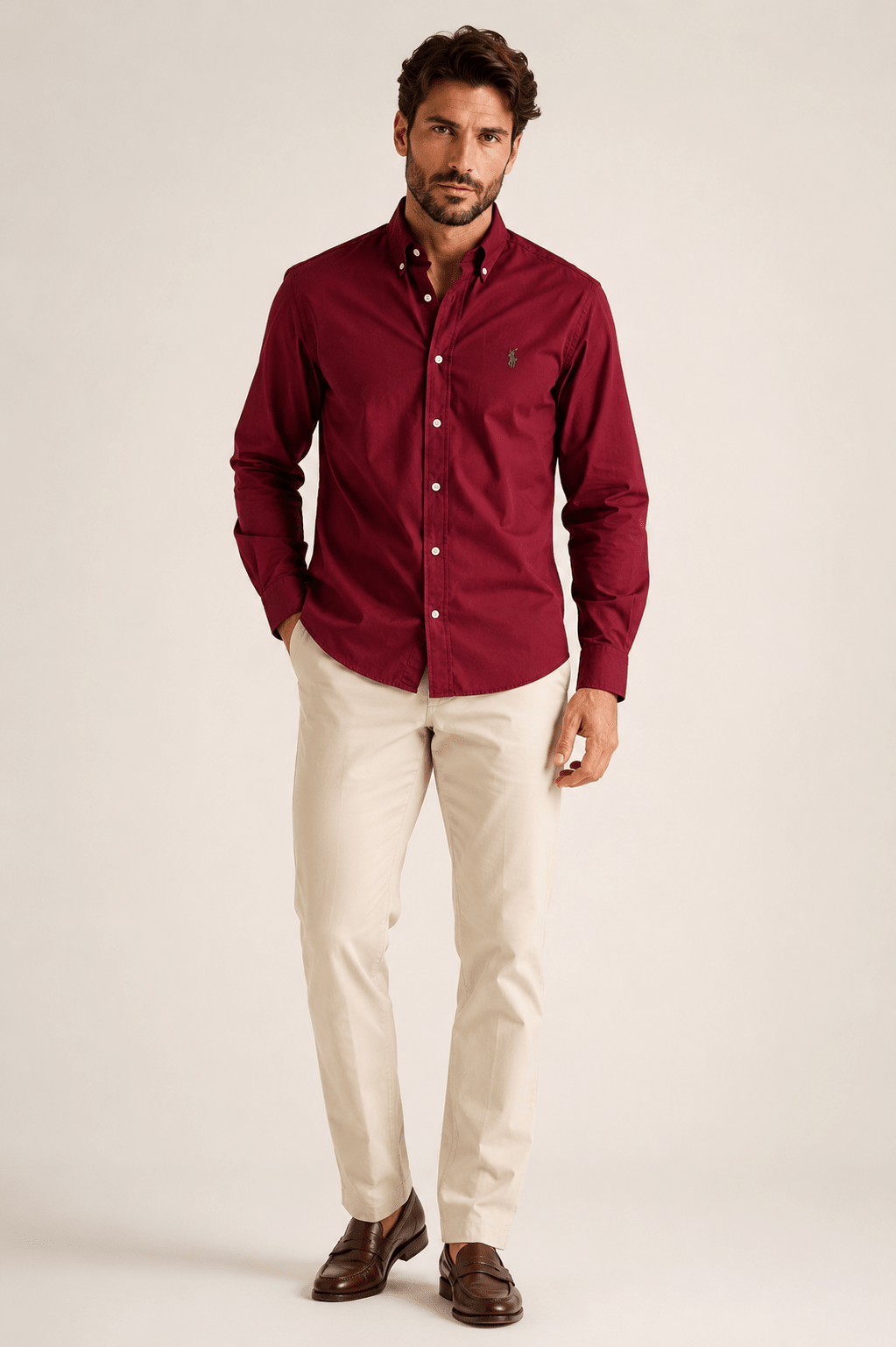 Camisa Ralph Lauren Slim Fit vinho - Henri Store