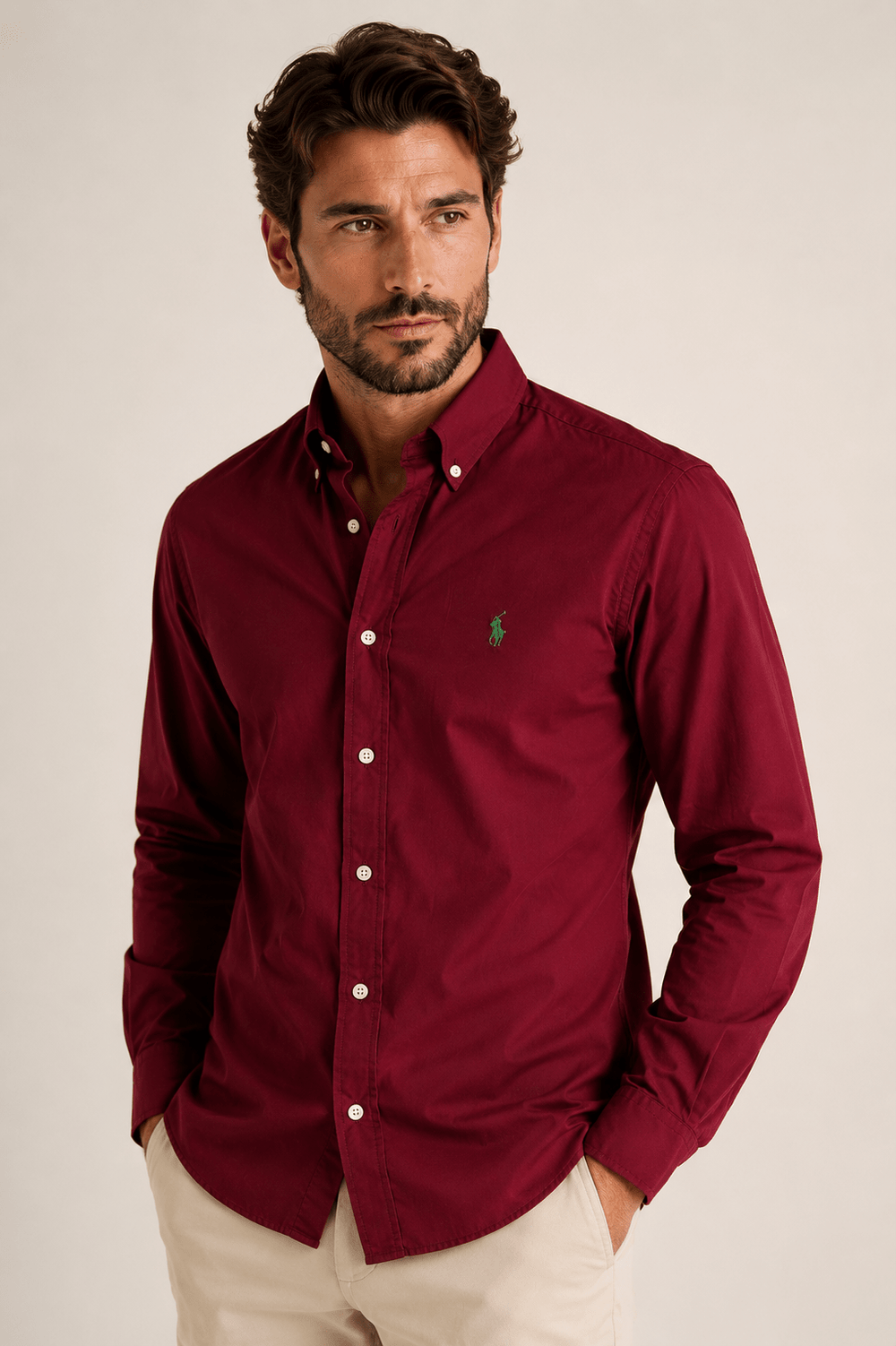 Camisa Ralph Lauren Slim Fit vinho - Henri Store