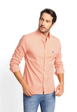 Camisa RL Xadrez Laranja Manga Longa Poney Azul