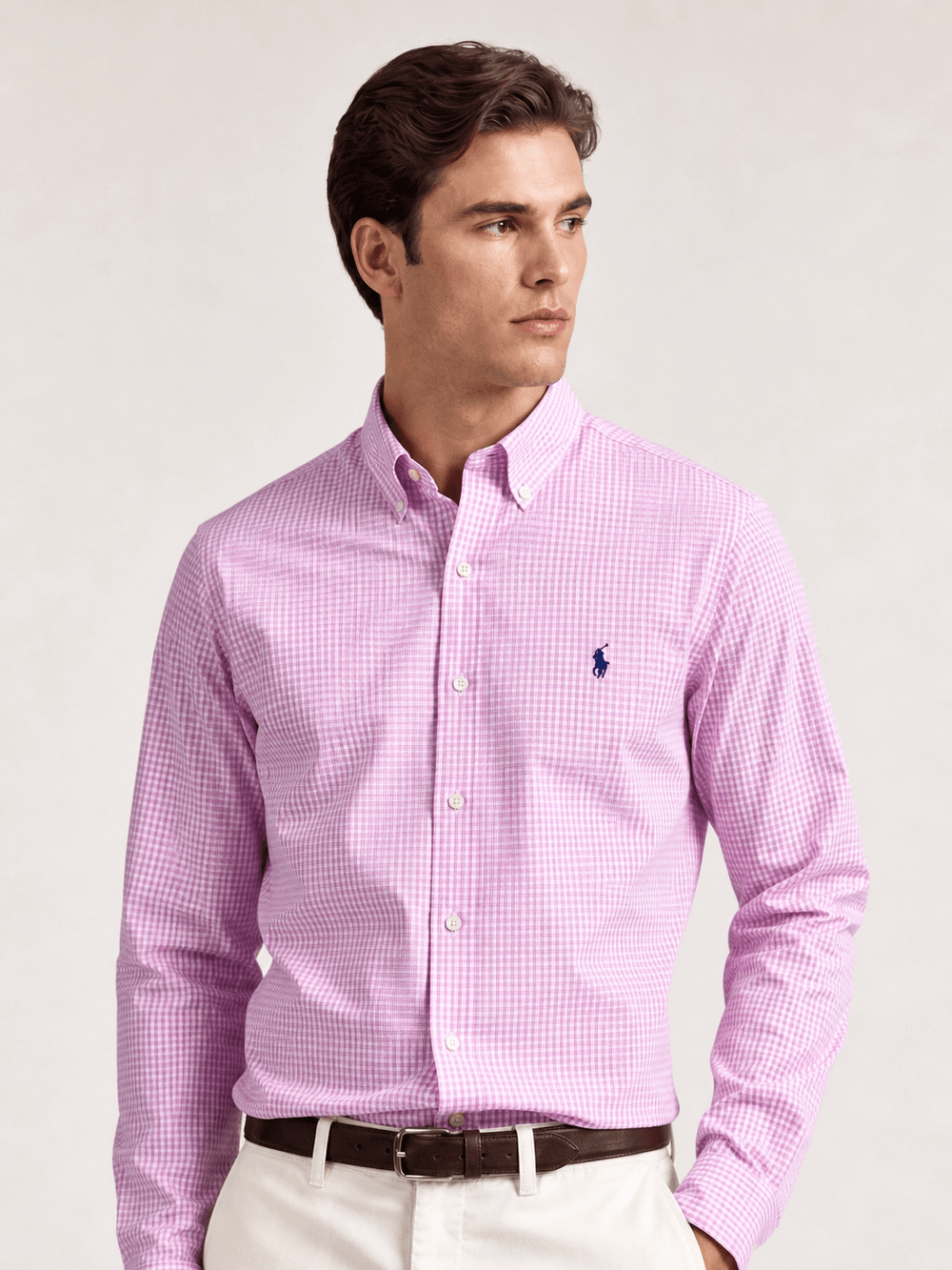 Camisa Ralph Lauren Xadrez Rosa ML Poney Marinho -LIVE - Henri Store