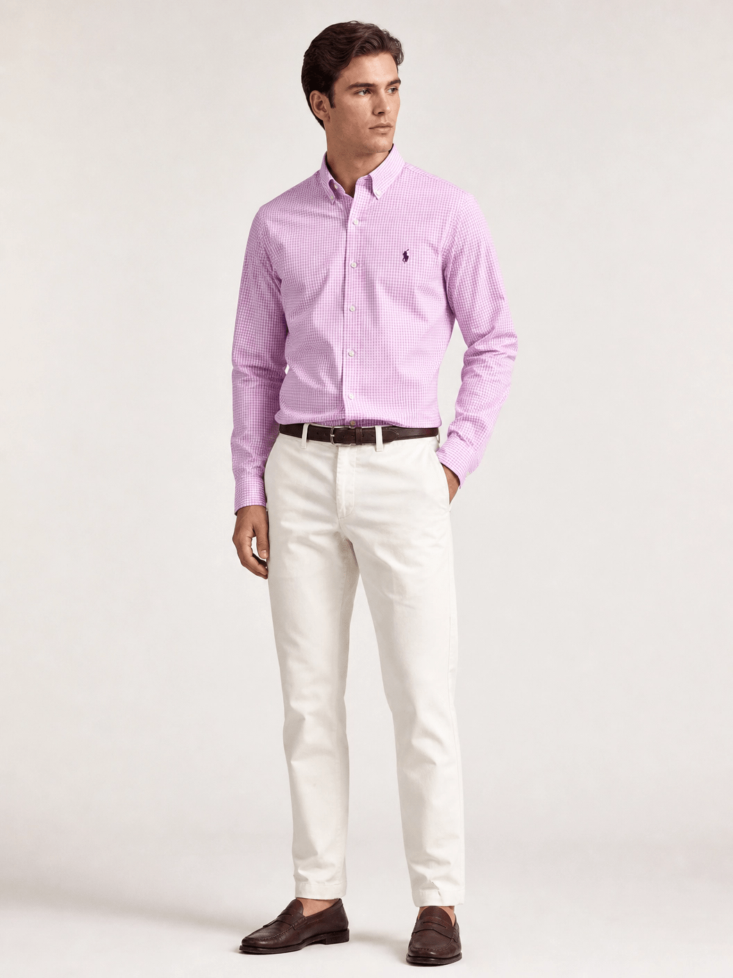 Camisa Ralph Lauren Xadrez Rosa ML Poney Marinho -LIVE - Henri Store