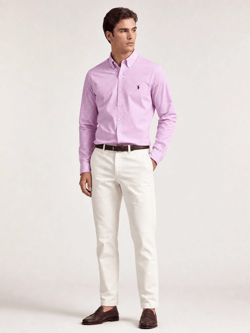 Camisa Ralph Lauren Xadrez Rosa ML Poney Marinho -LIVE - Henri Store