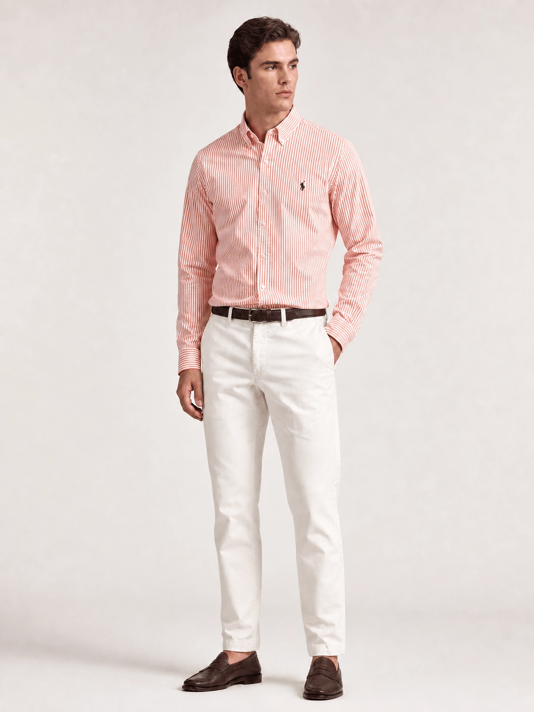Camisa Raph Lauren Custom Fit Laranja Poney Marinho - LIVE - Henri Store