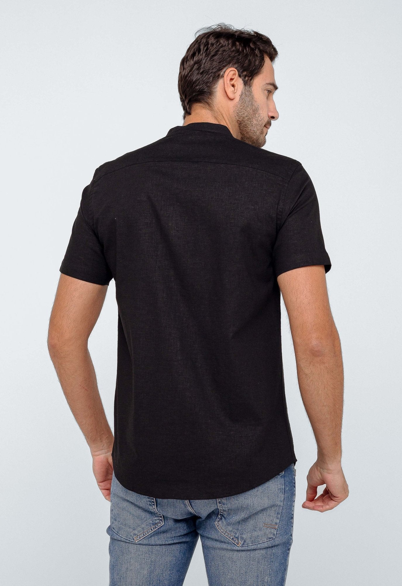 Camisa Red Feather Mc Gola Padre Linho Preta - Henri Store