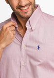 Camisa RL Custom Fit Listra Vermelha / Small Poney Marinho - Henri Store