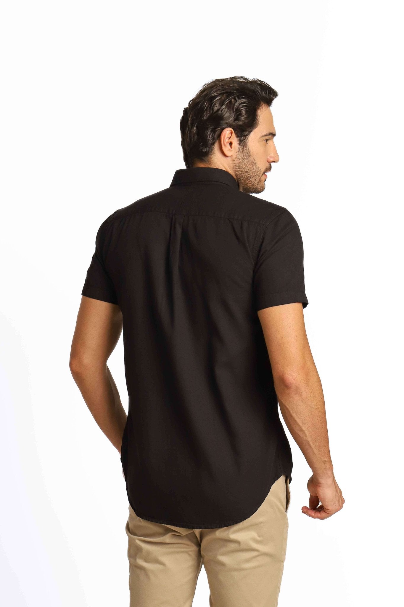 Camisa RL Custom Fit Manga Curta Preta Ponei Vermelho - Henri Store