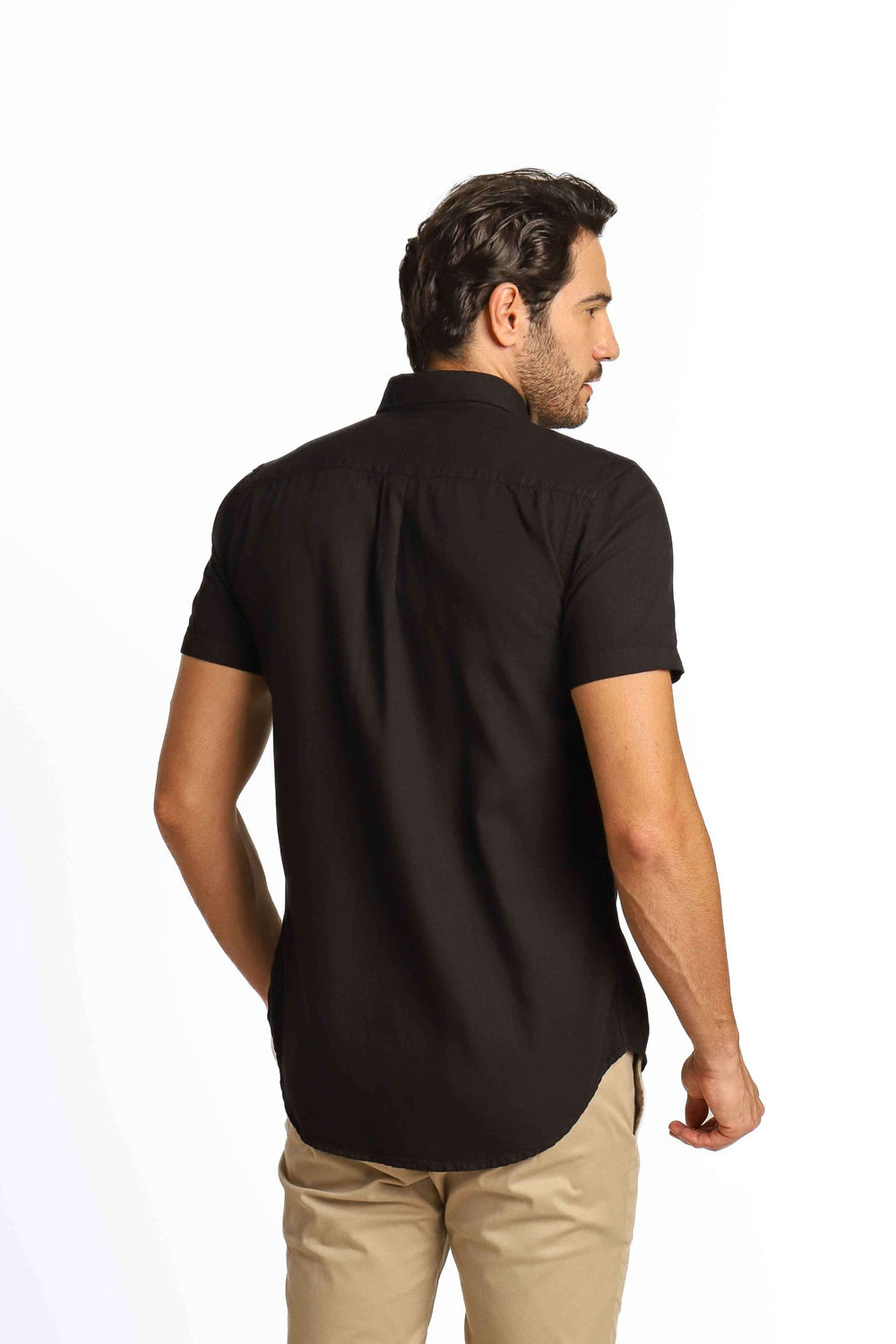 Camisa RL Custom Fit Manga Curta Preta Ponei Vermelho - Henri Store