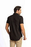 Camisa RL Custom Fit Manga Curta Preta Ponei Vermelho - Henri Store