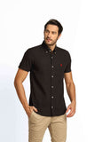 Camisa RL Custom Fit Manga Curta Preta Ponei Vermelho - Henri Store