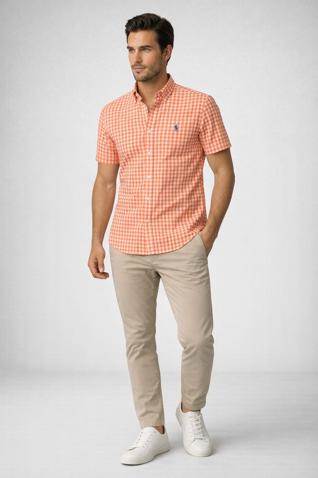 Camisa RL Custom Fit Manga Curta Xadrez - Henri Store