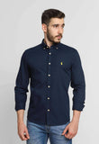Camisa RL Custom Fit Ml Azul / Small Poney Amarelo - Henri Store