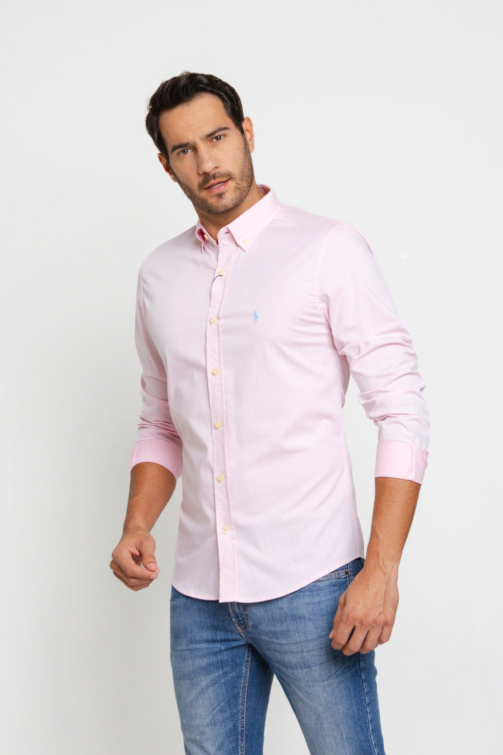 Camisa RL Custom Fit Ml Rosa / Small Poney Azul Tifanny - Henri Store