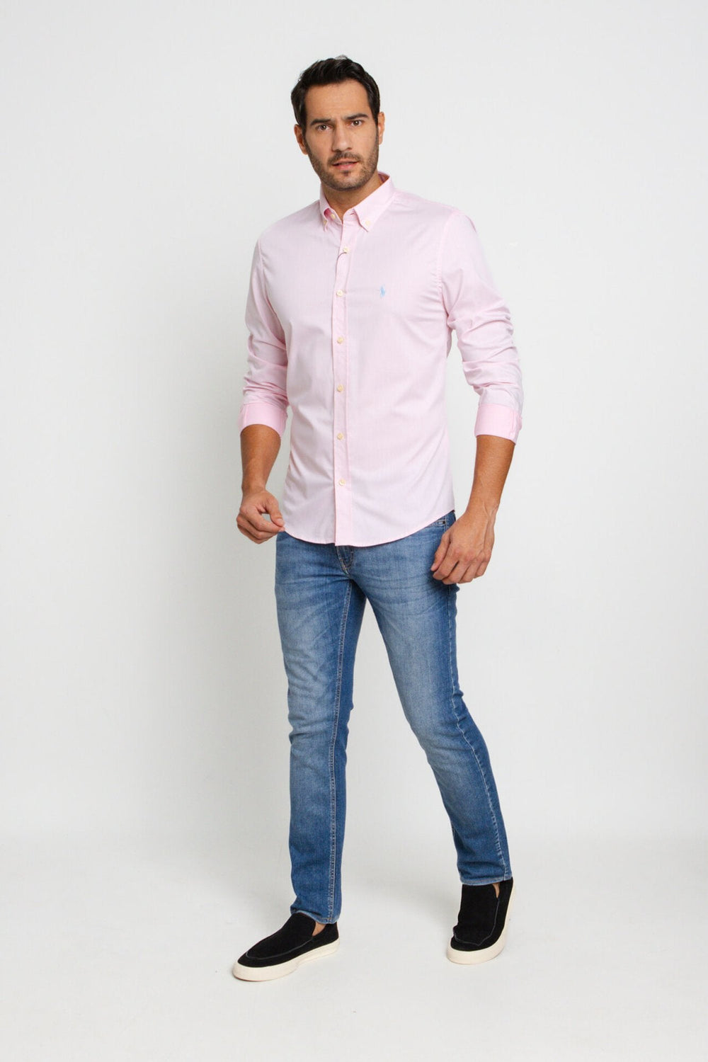 Camisa RL Custom Fit Ml Rosa / Small Poney Azul Tifanny - Henri Store