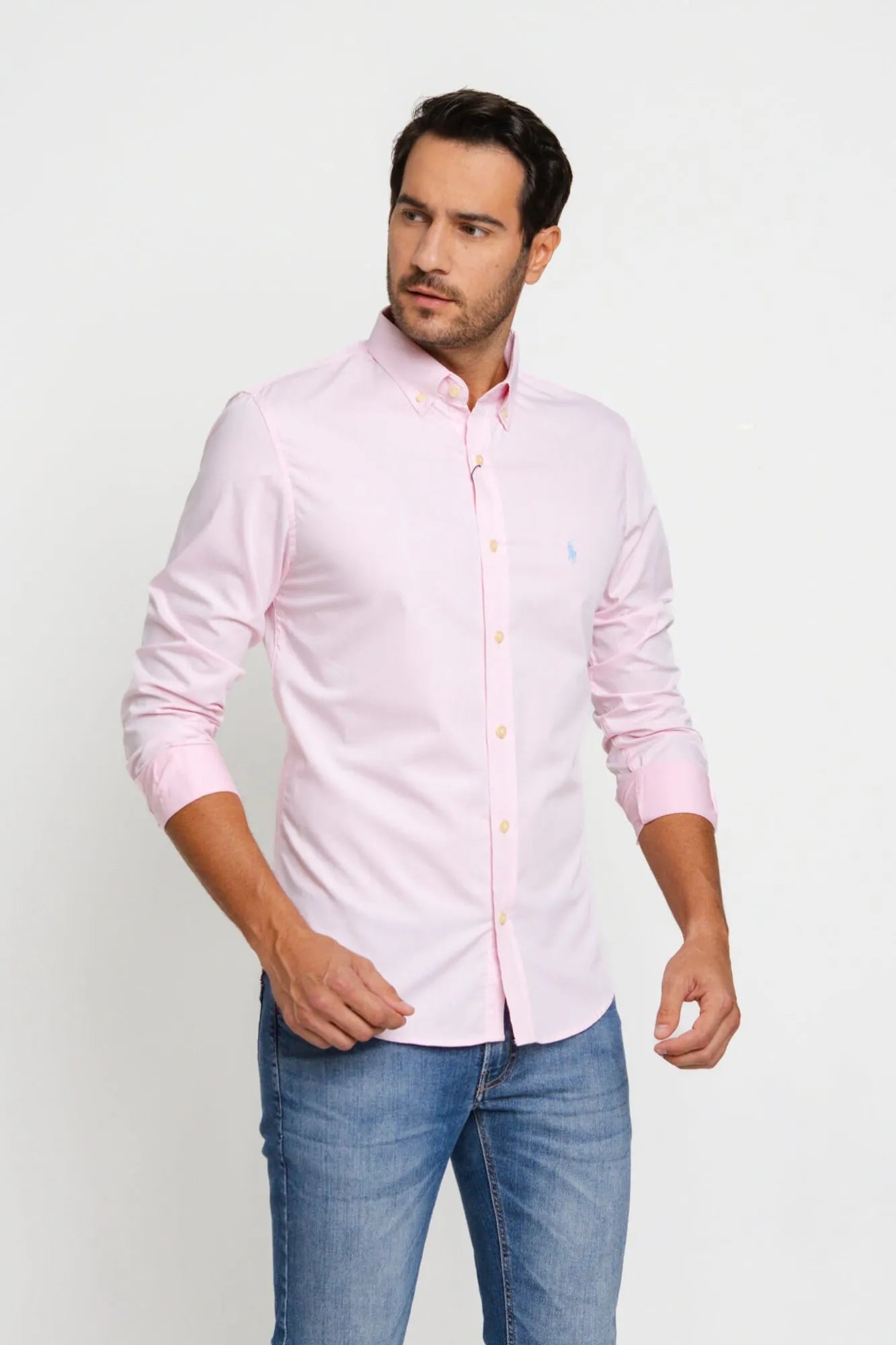 Camisa RL Custom Fit Ml Rosa / Small Poney Azul Tifanny - Henri Store