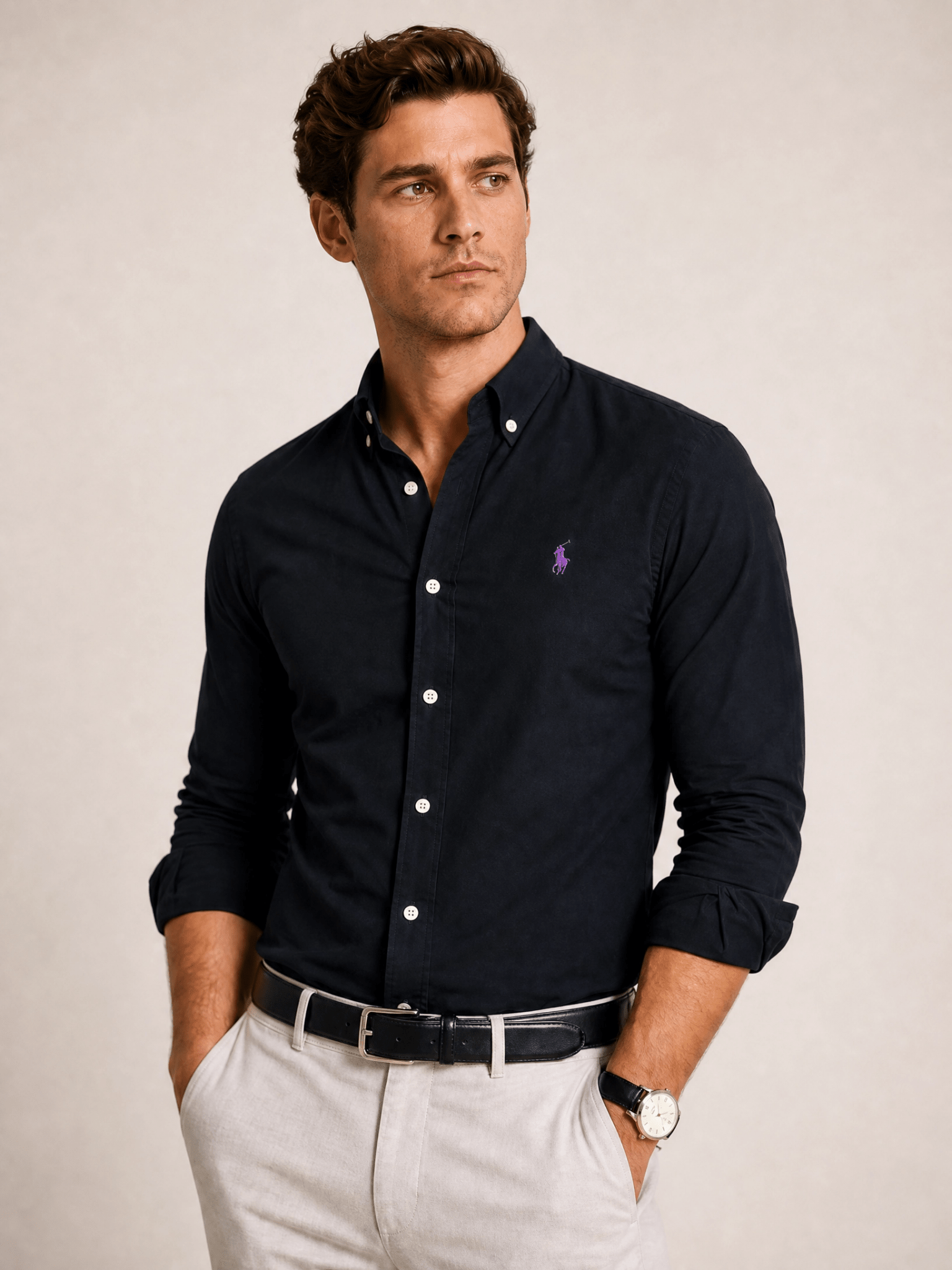 Camisa RL Eua Preta Small Poney Roxo - Live - Henri Store