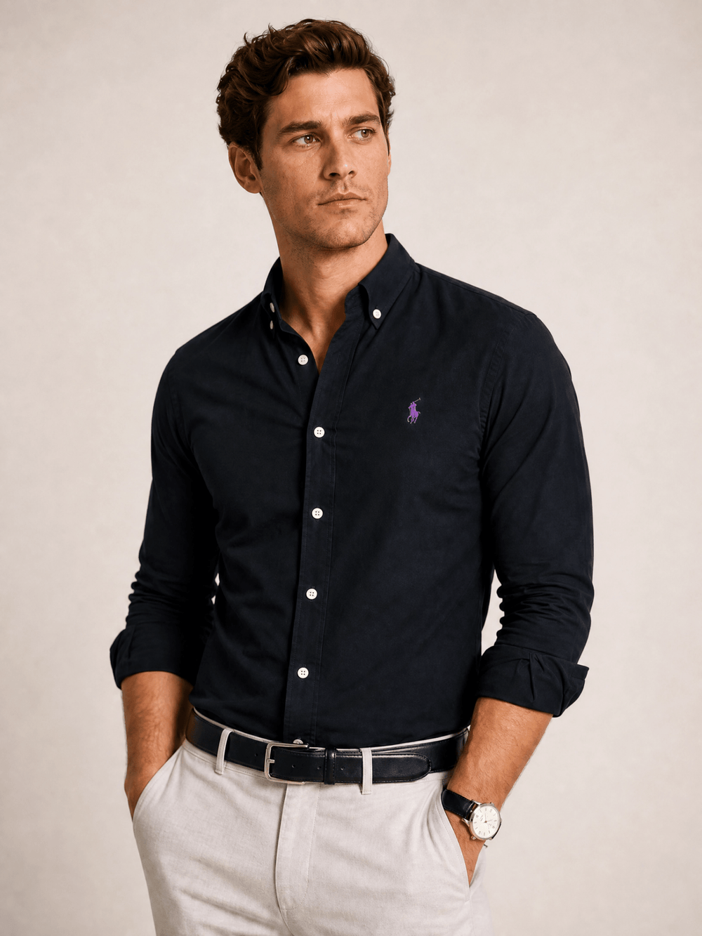 Camisa RL Eua Preta Small Poney Roxo - Live - Henri Store