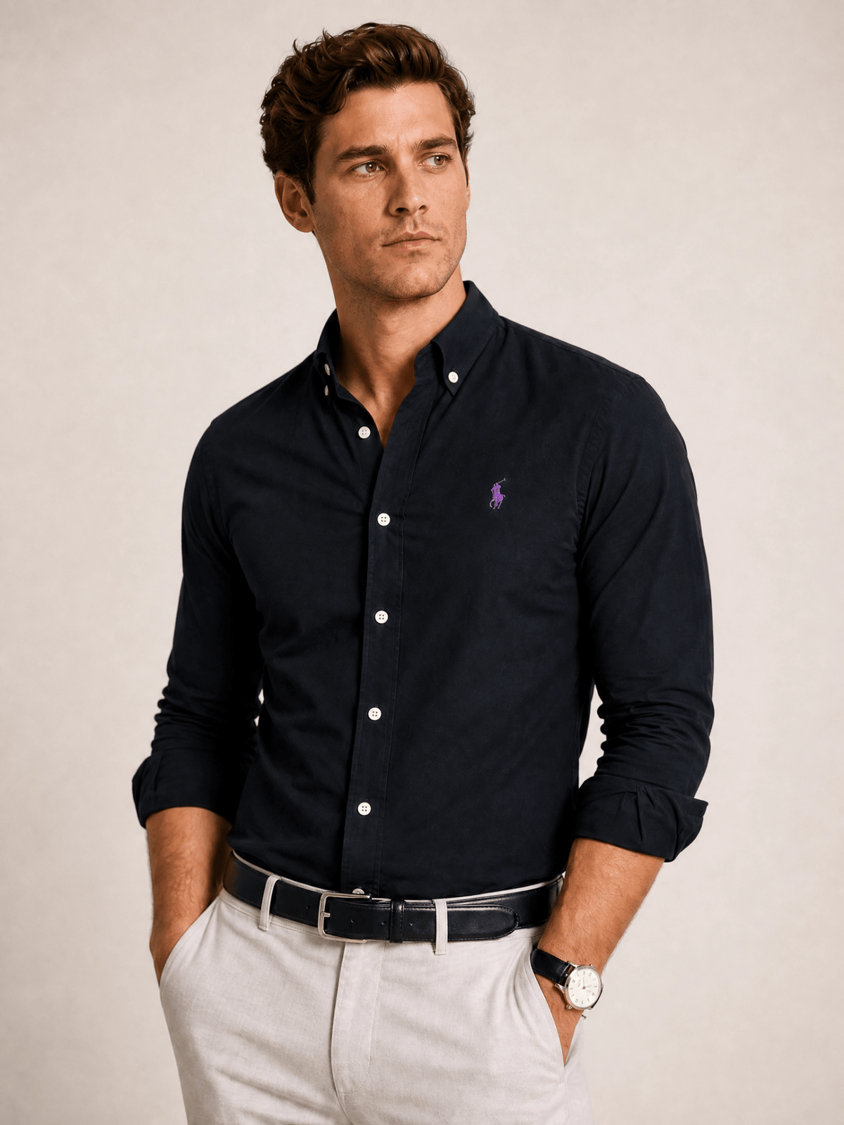 Camisa RL Eua Preta Small Poney Roxo - Live - Henri Store