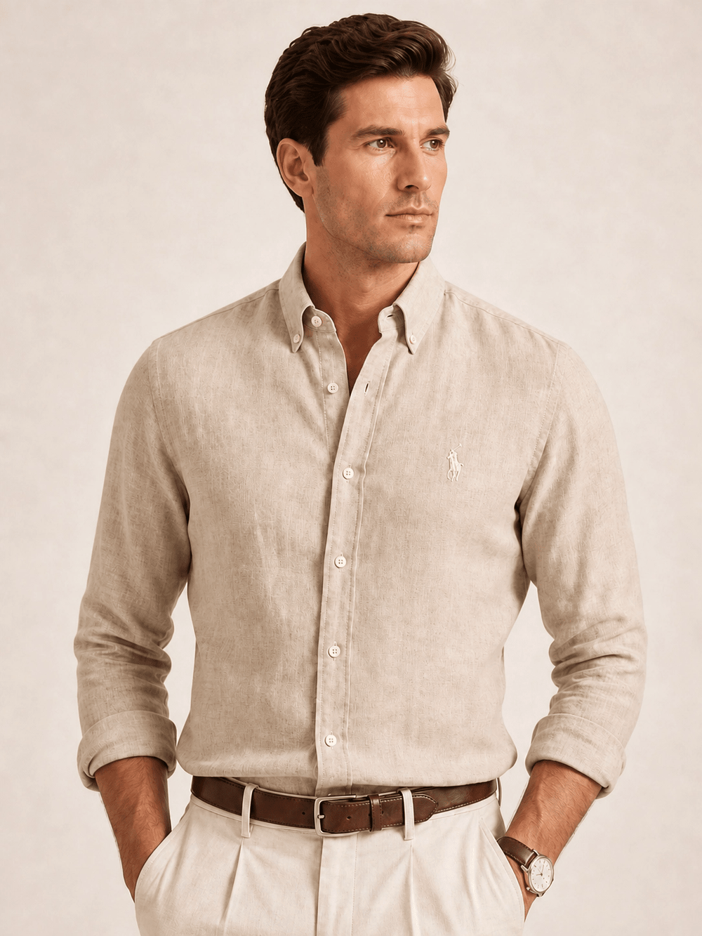 Camisa RL Linho Manga Longa Custom Fit - Henri Store