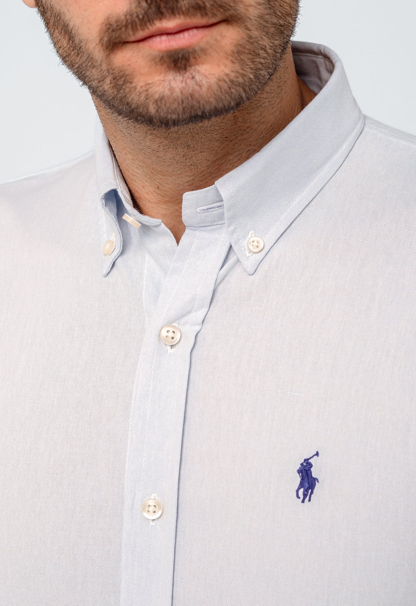 Camisa RL Lisa Custom Fit Manga Longa Poney Cor Unica - Henri Store