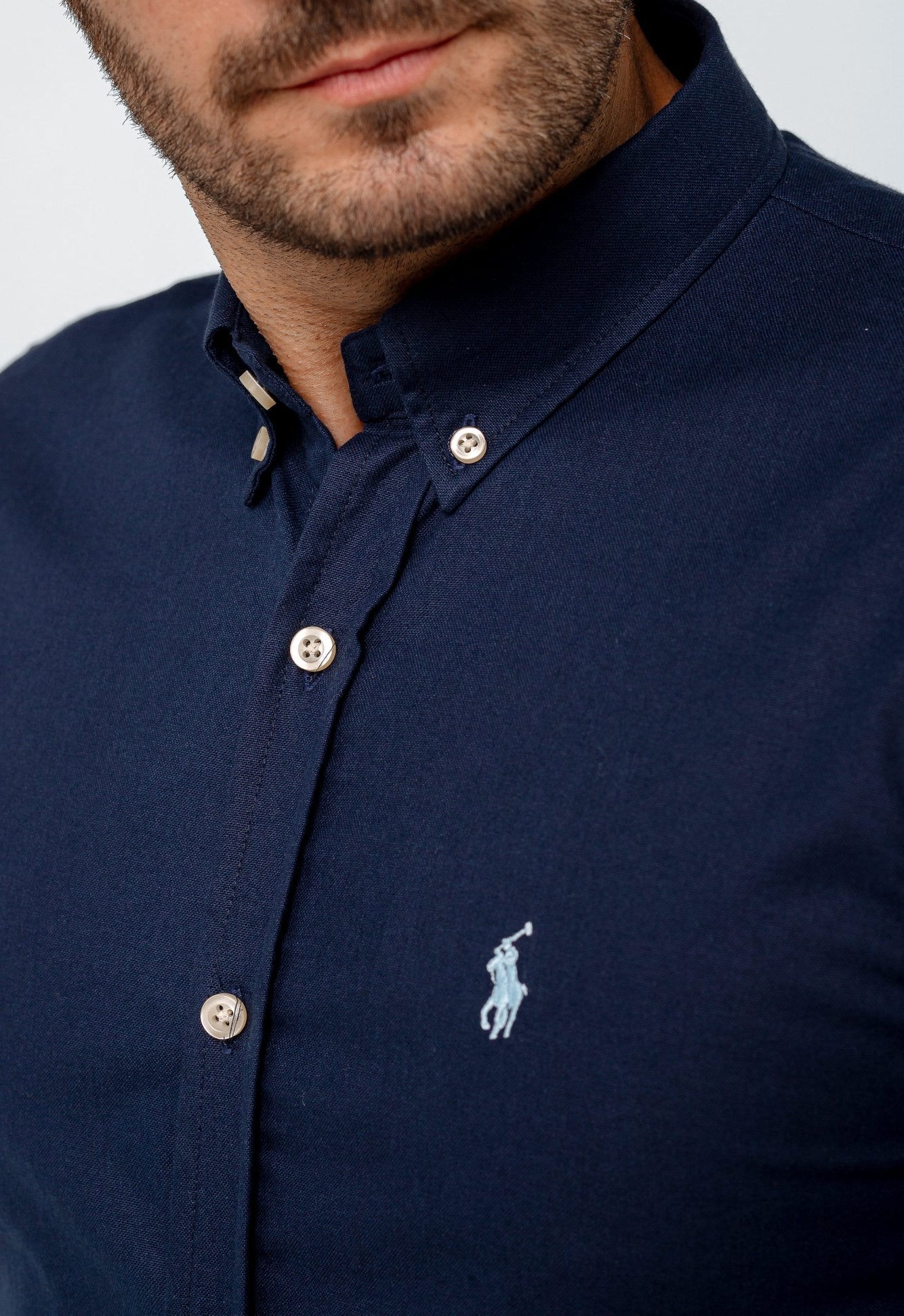 Camisa RL Lisa Custom Fit Manga Longa Poney Cor Unica - Henri Store