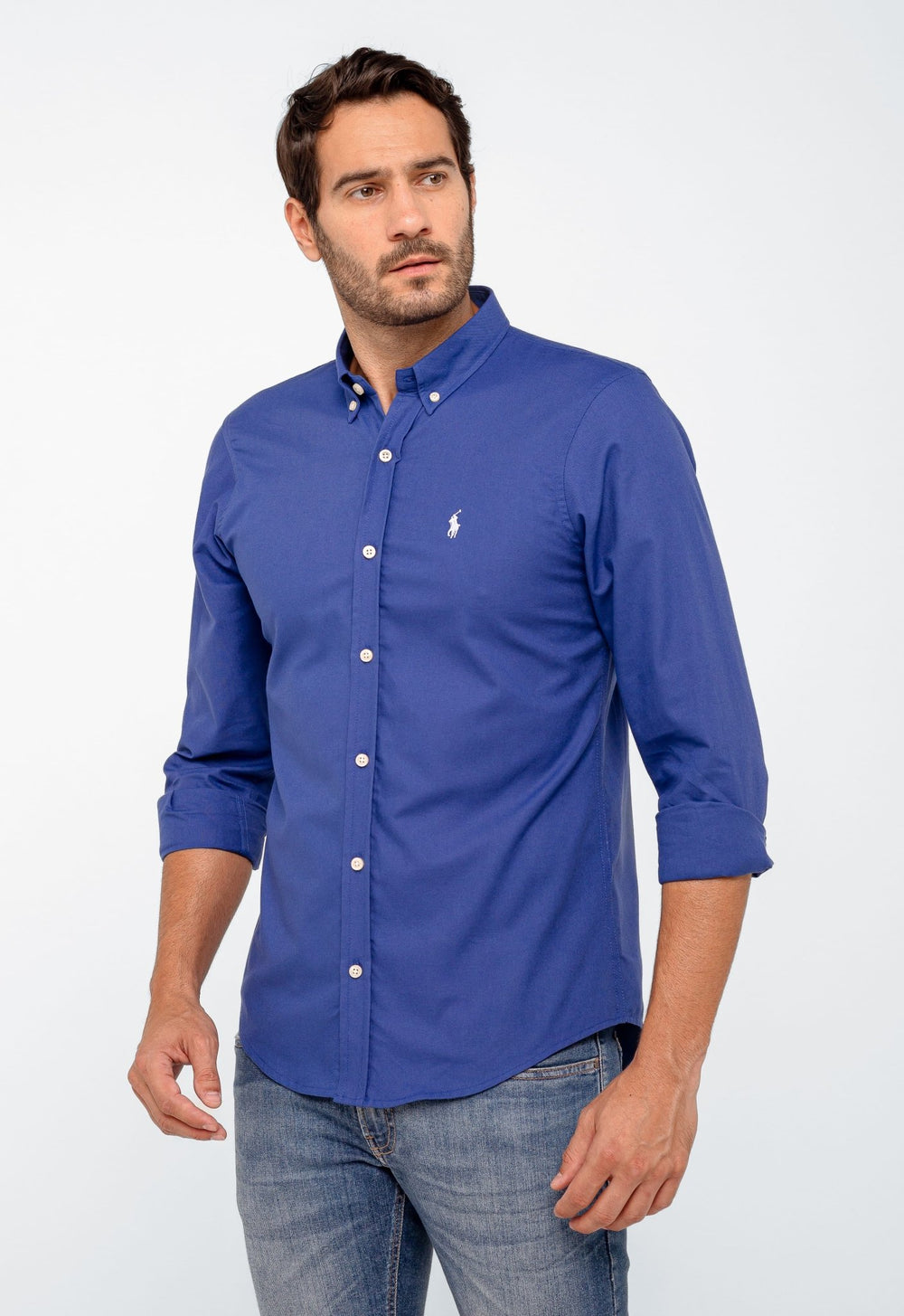 Camisa RL Lisa Custom Fit Manga Longa Poney Cor Unica - Henri Store