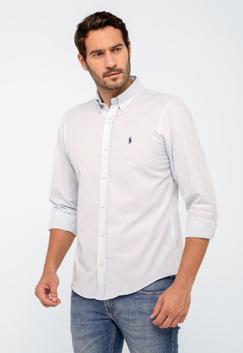 Camisa RL Lisa Custom Fit Manga Longa Poney Cor Unica - Henri Store